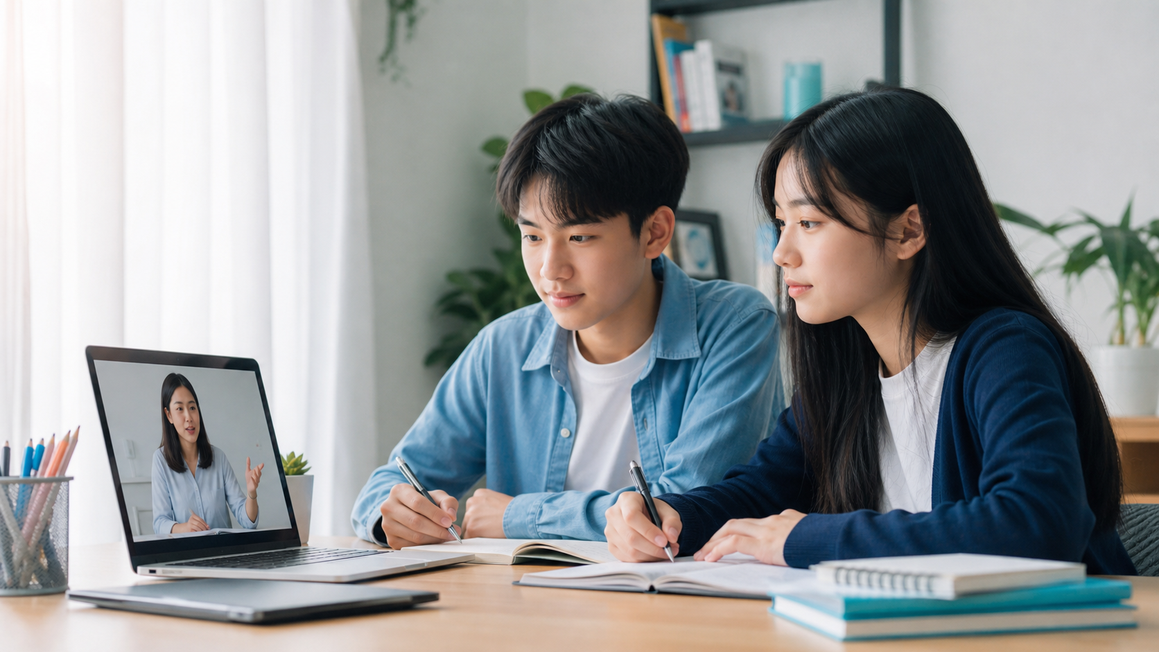 Học sinh học online cùng giáo viên Trí Việt